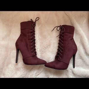 Purple maroon stiletto booties